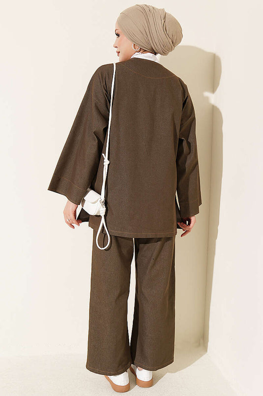 Ensemble De Veste Avec Broche Et Accessoire Kaki