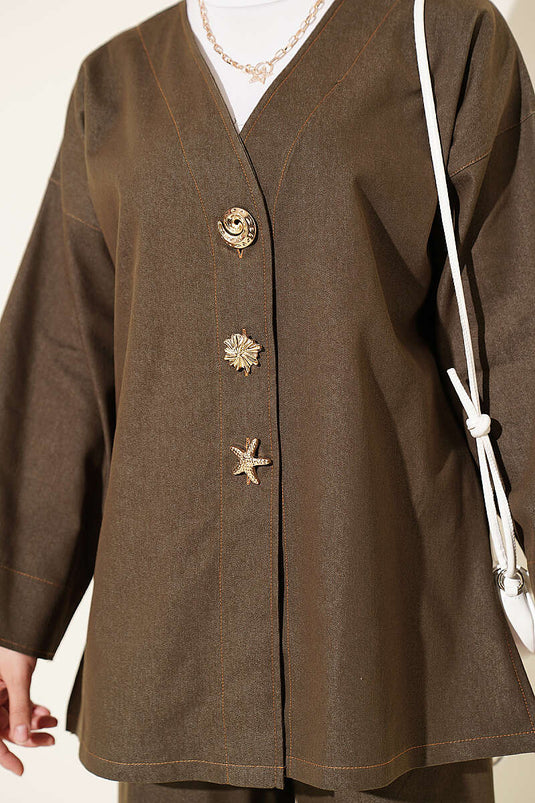 Ensemble De Veste Avec Broche Et Accessoire Kaki