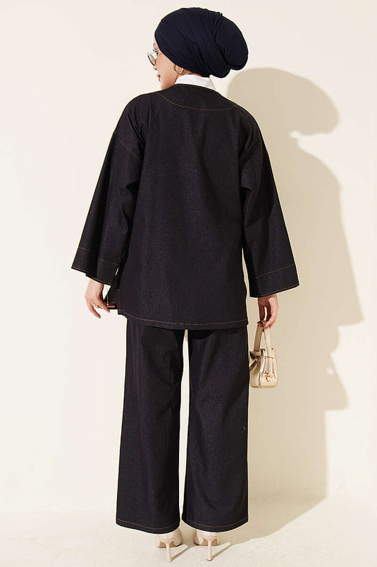 Ensemble De Veste Avec Broche Et Accessoire Bleu Marine