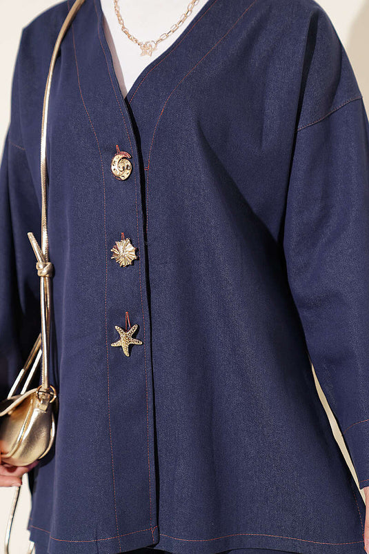 Ensemble Bleu Avec Broche Et Accessoires, Veste