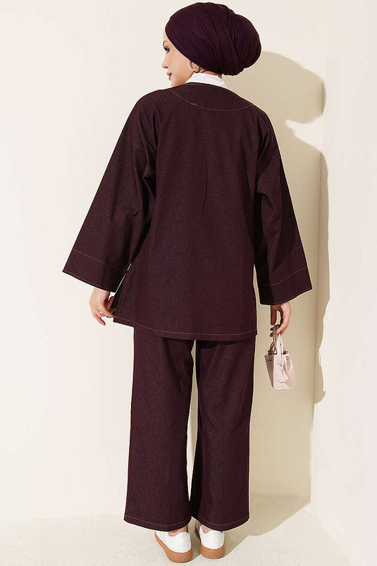 Conjunto Con Broche Y Chaqueta Morada