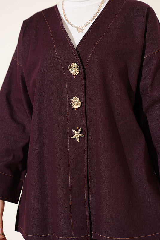 Conjunto Con Broche Y Chaqueta Morada