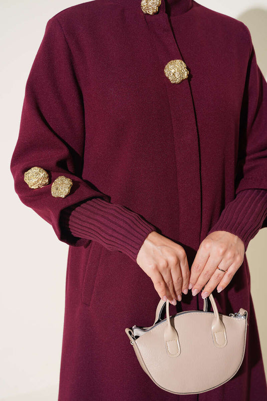 Goldfox Mürdüm Gürtel Kaban Mit Broschen-Detail
