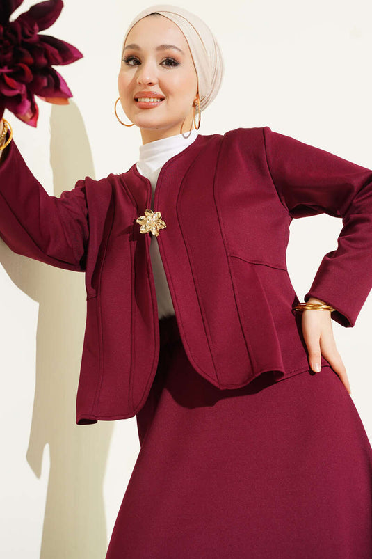 Set of Two with Brooch and Skirt, Burgundy