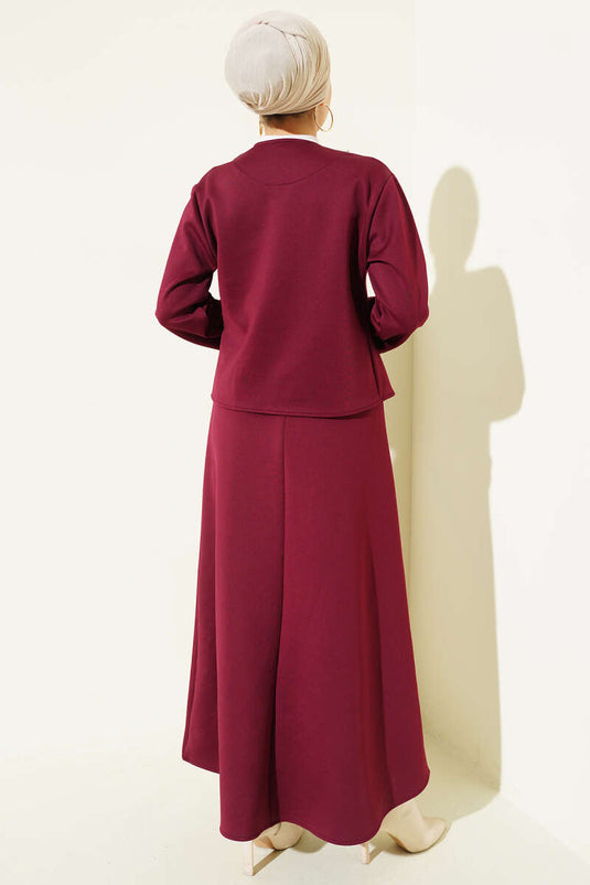 Set of Two with Brooch and Skirt, Burgundy