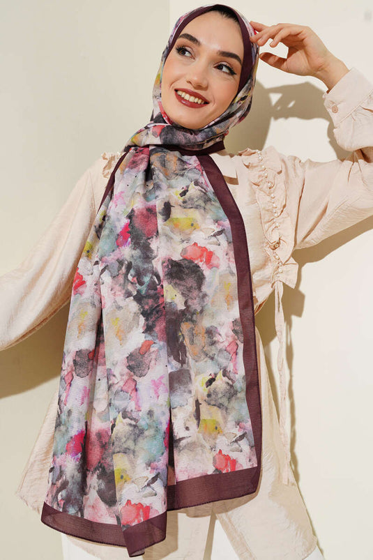 Châle Lina à motif de pinceau, brun amer