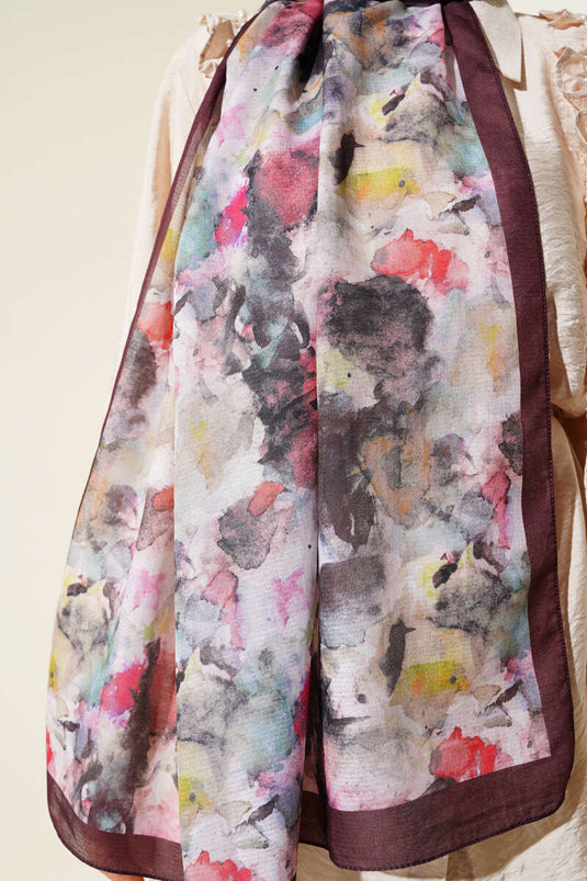 Châle Lina à motif de pinceau, brun amer