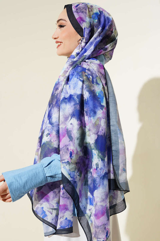 Châle Lina Lilas à motif de pinceau