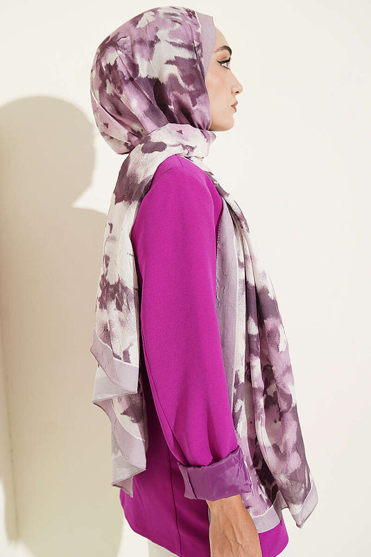 Écharpe En Bambou Lilas À Motif Nuage