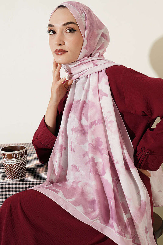 Écharpe En Bambou À Motif Nuages Rose