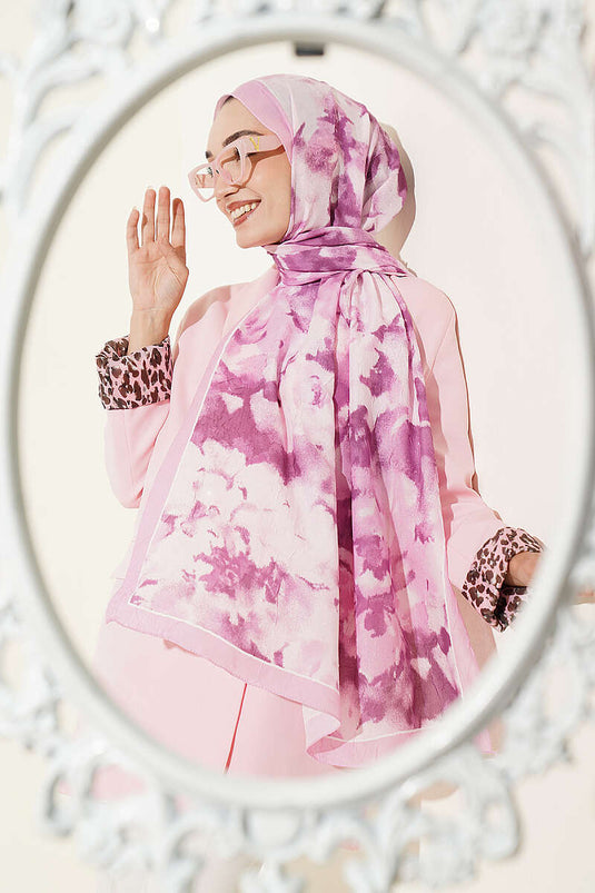 Écharpe En Bambou À Motif Nuages Rose Bonbon