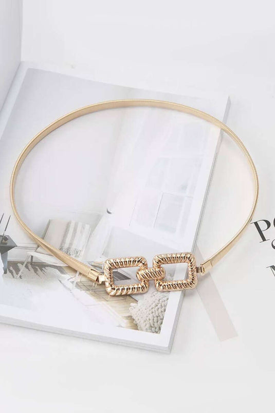 Italienischer Flachgürtel, Gold, mit Drehverschluss