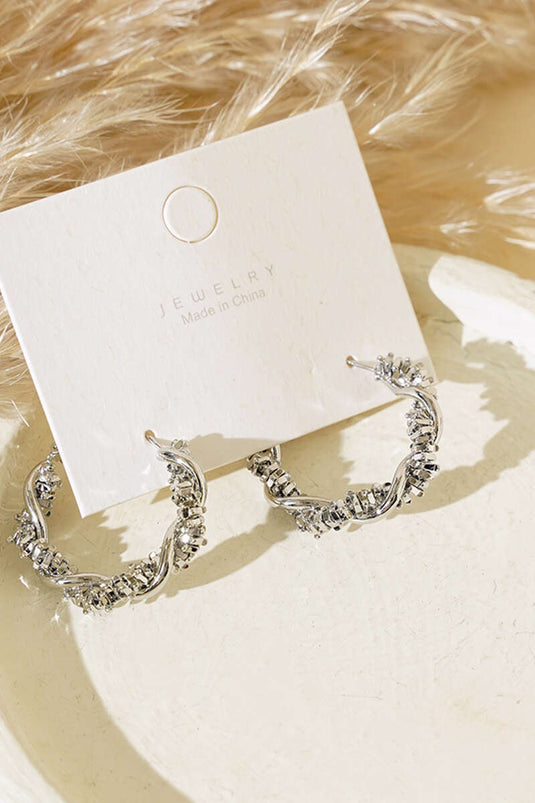 Boucles d'oreilles créoles torsadées en argent