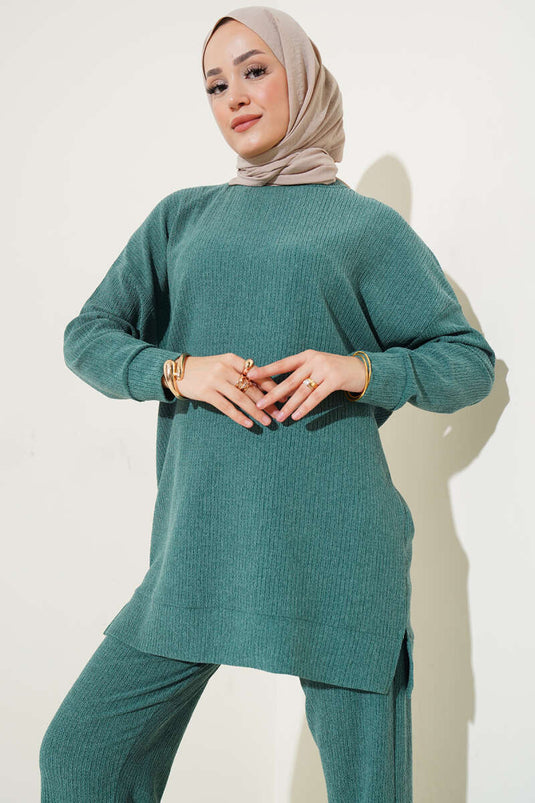 Bürümcük Basic Tunic Two Piece Set Green