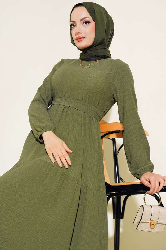 Bürümcük Kat Kat Elbise Haki