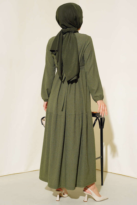 Bürümcük Kat Kat Elbise Haki