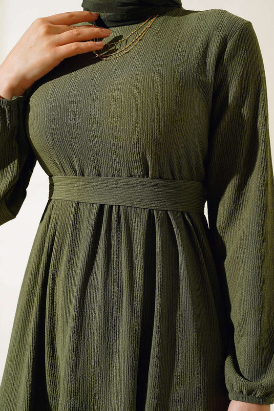 Bürümcük Kat Kat Elbise Haki