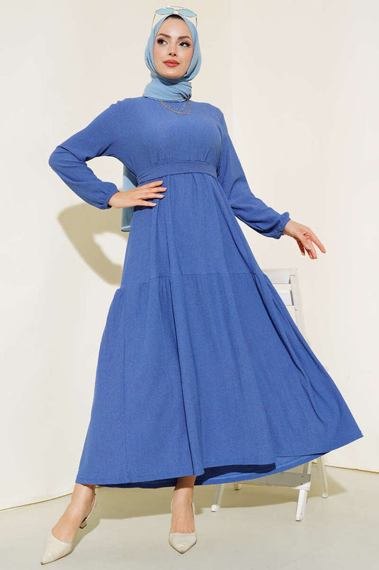 Bürümcük Kat Kat Elbise İndigo
