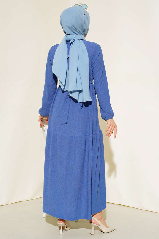 Bürümcük Kat Kat Elbise İndigo