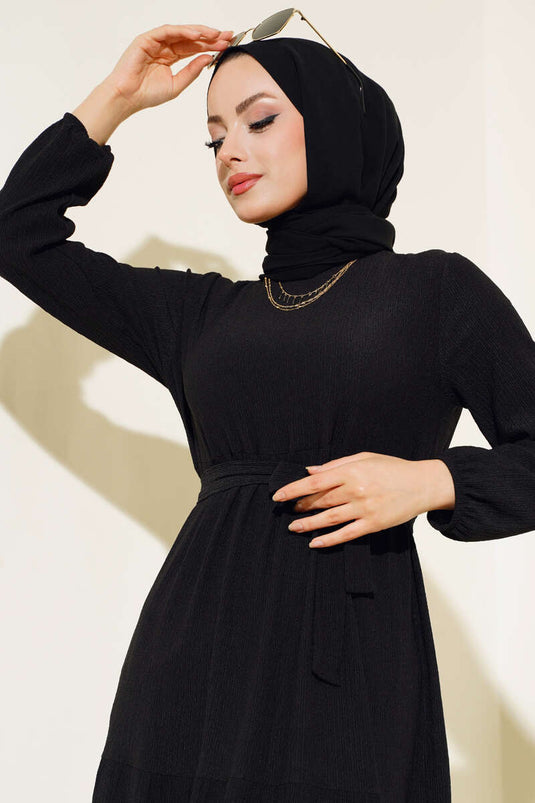 Ruffled Layered Dress Black