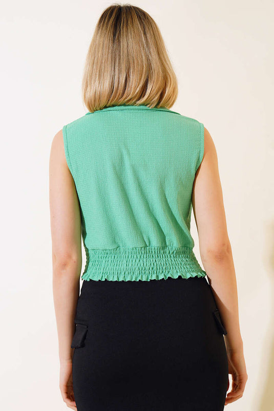 Ärmellose Crêpe-Bluse, grün