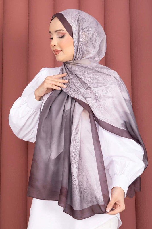 Large Floral Pattern Shawl Series In Coffee