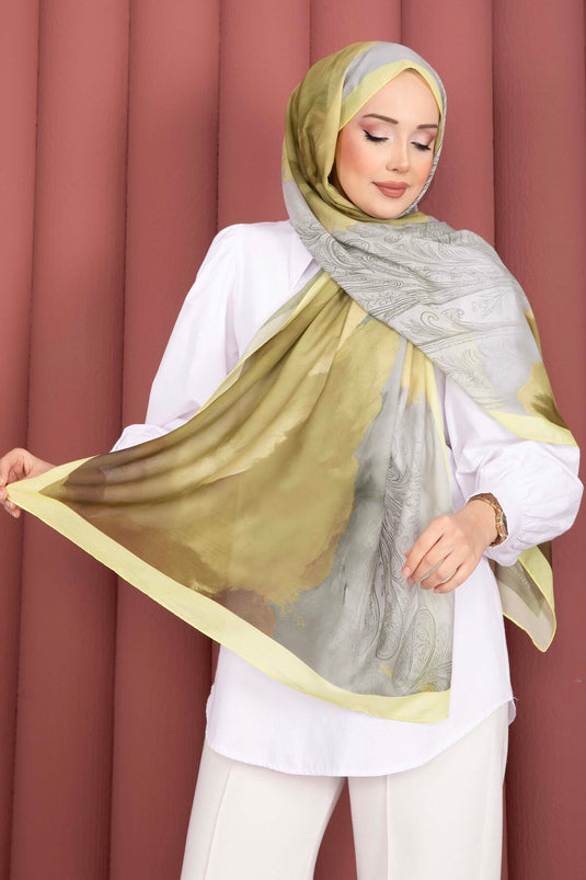 Large Floral Pattern Shawl Series In Yellow