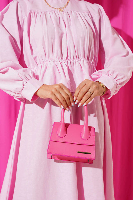 Gathered Detailed Blouse Skirt Two Piece Set Pink