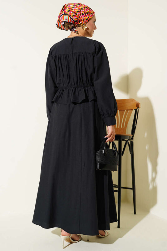 Gathered Detailed Blouse Skirt Two Piece Set Black