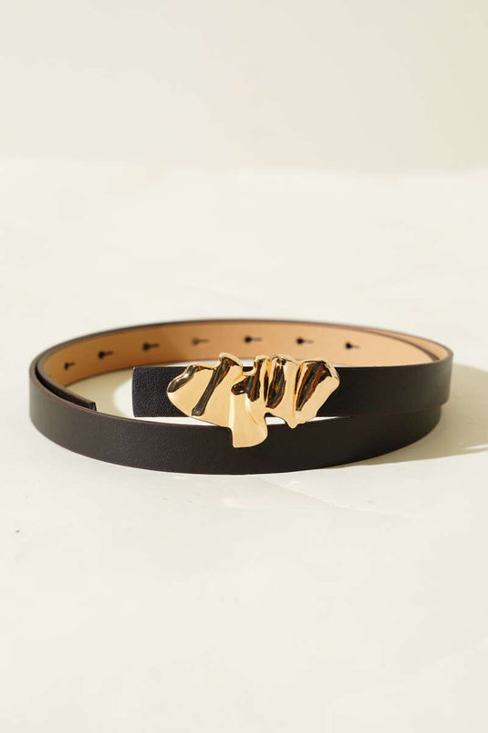 Ceinture à boucle métallique plissée couleur café amer