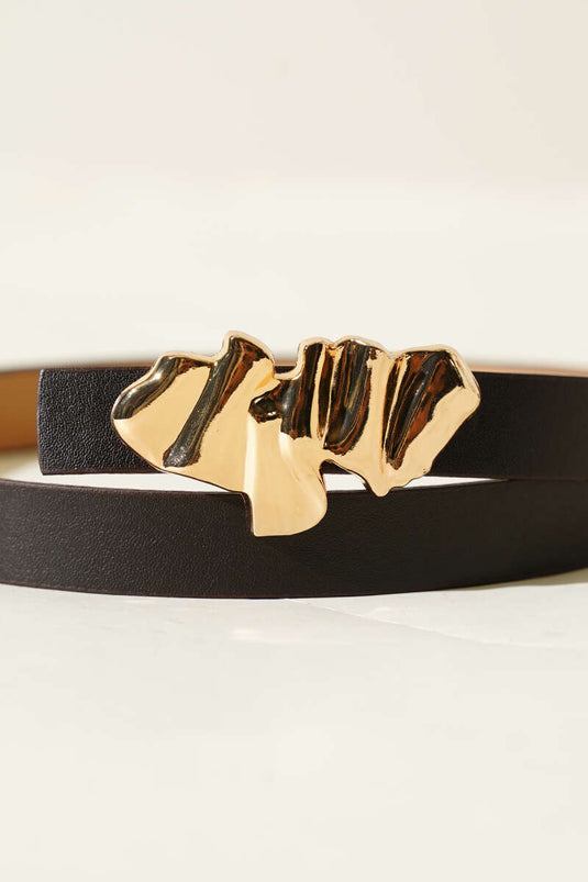 Ceinture à boucle métallique plissée couleur café amer