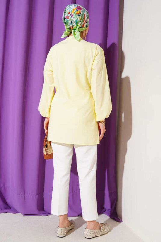 كيمونو أصفر برباط أمامي مطوي