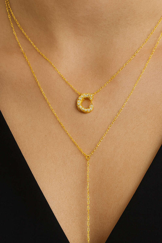 Gold Chain Necklace with Letter C
