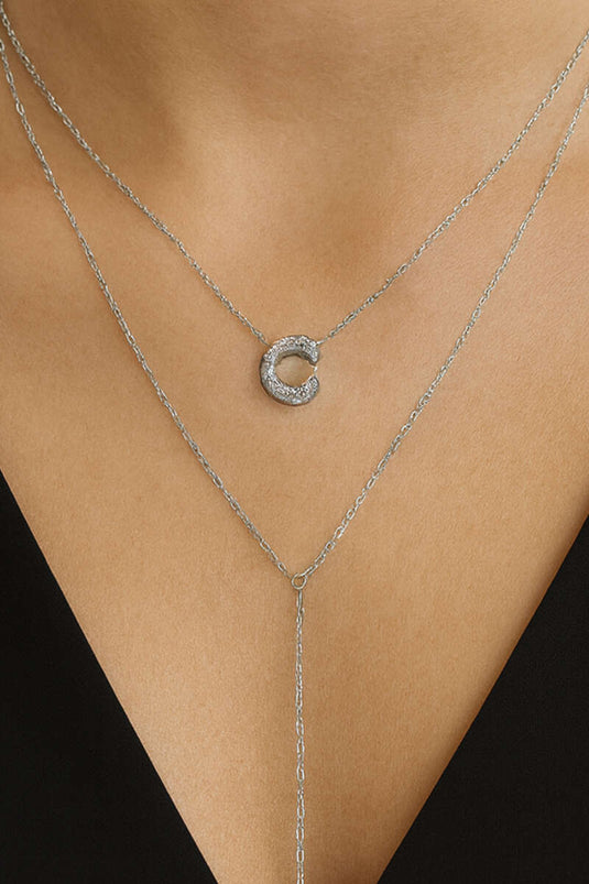 C Letter Chain Necklace Silver