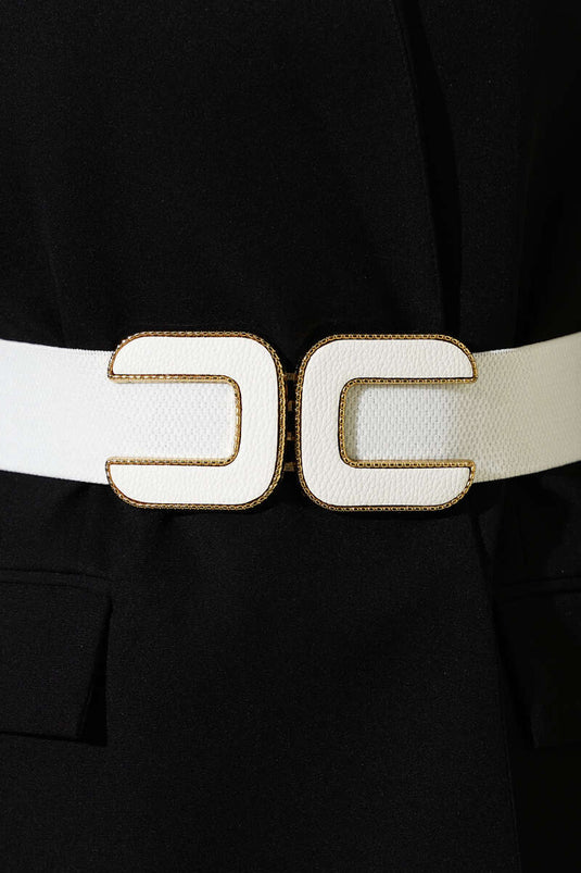 White Elastic Belt with C Logo