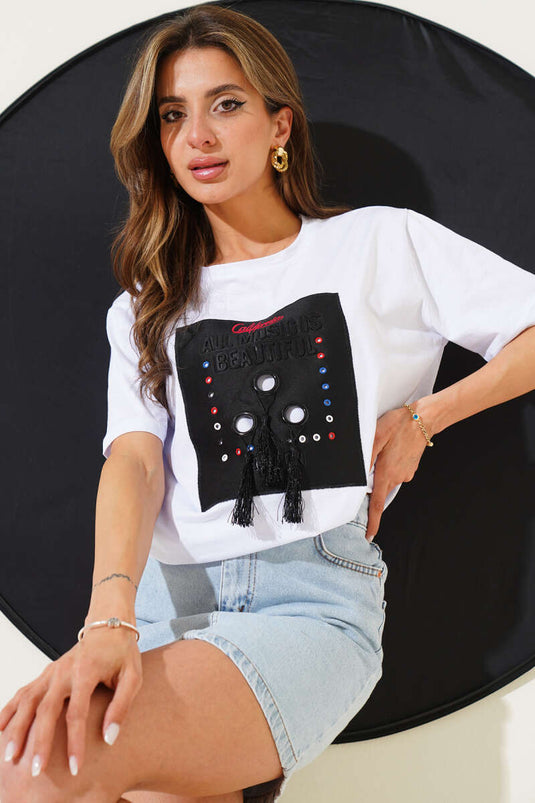 تي شيرت كاليفورنيا تاسيل أبيض