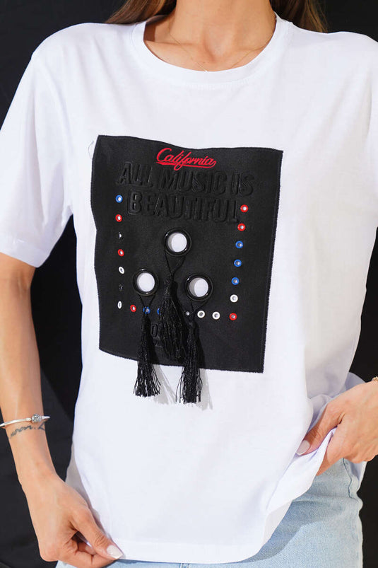 تي شيرت كاليفورنيا تاسيل أبيض