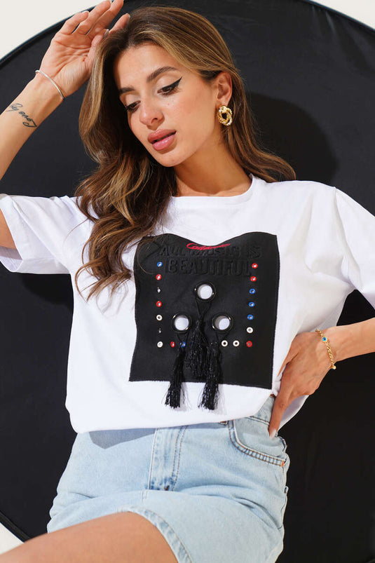 تي شيرت كاليفورنيا تاسيل أبيض