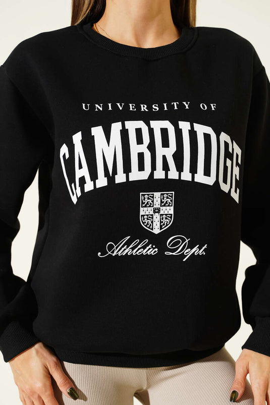 Sweat-shirt noir à imprimé Cambridge