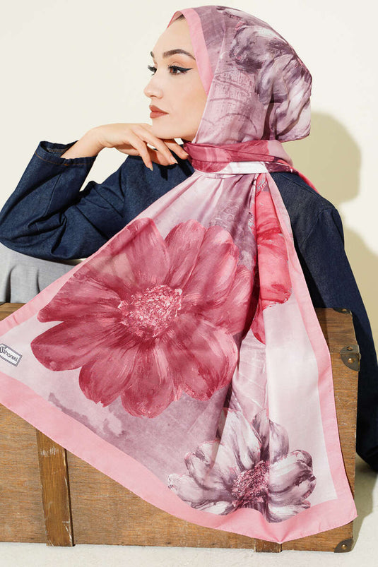 Camellia Patterned Shawl Pink