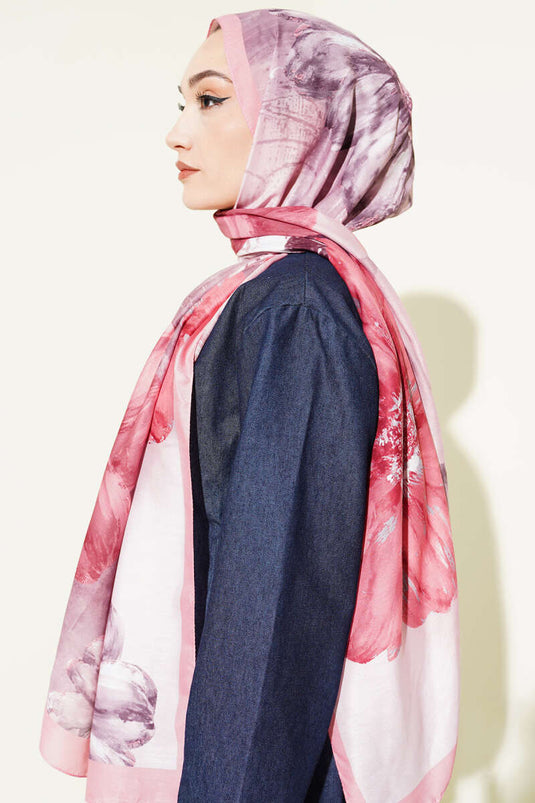 Camellia Patterned Shawl Pink