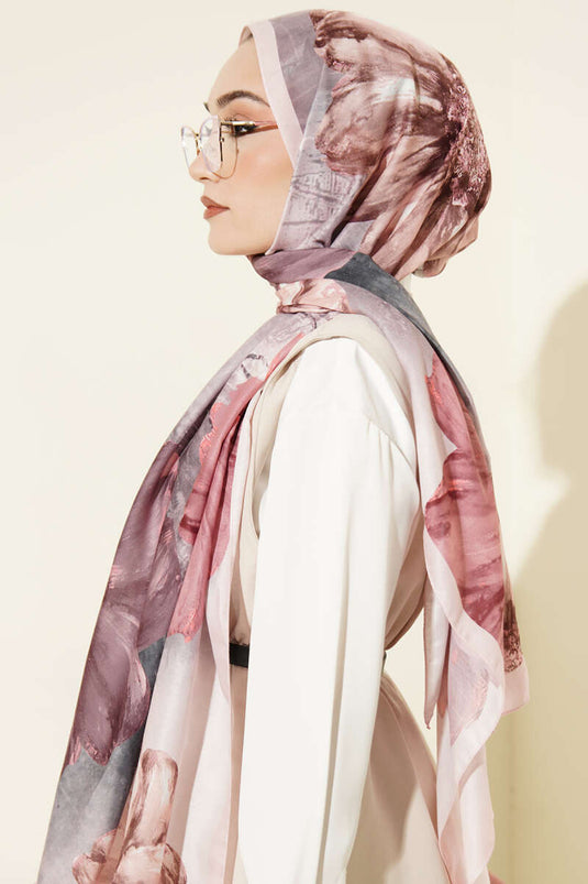 Camellia Patterned Shawl Powder Pink