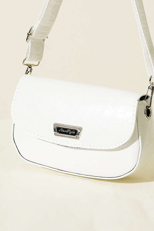 Sac en cuir verni à bandoulière croisée blanc
