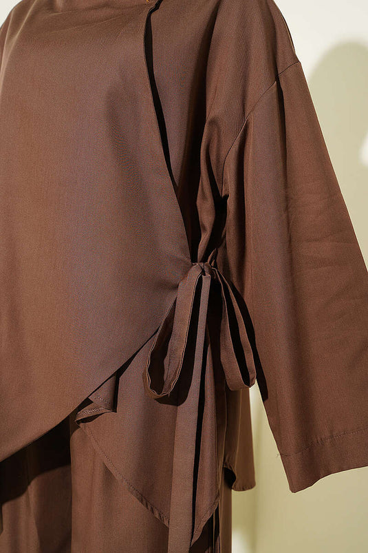 Ensemble Deux Pièces Marron À Nœud Croisé