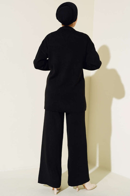 Black Cross-Laced Knit Set