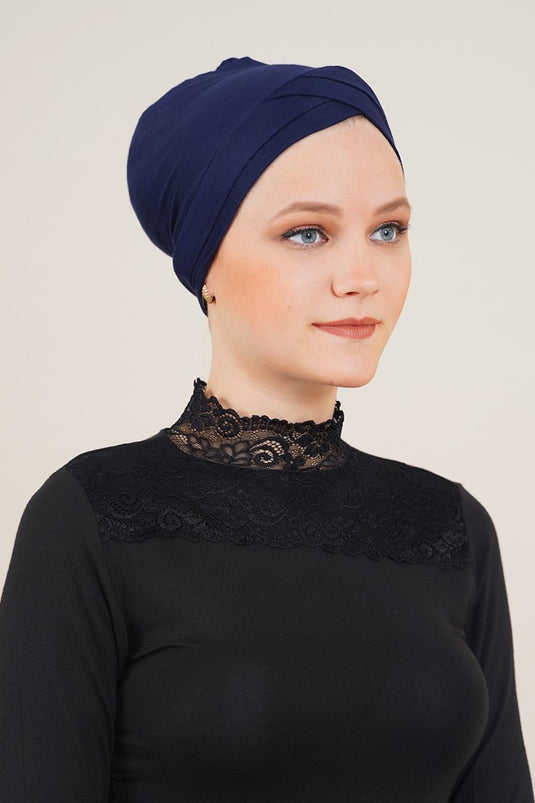Cross-Banded Navy Bonnet