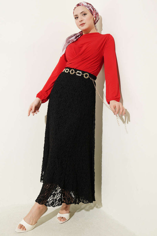 Blusa Sandy rossa con arricciatura incrociata