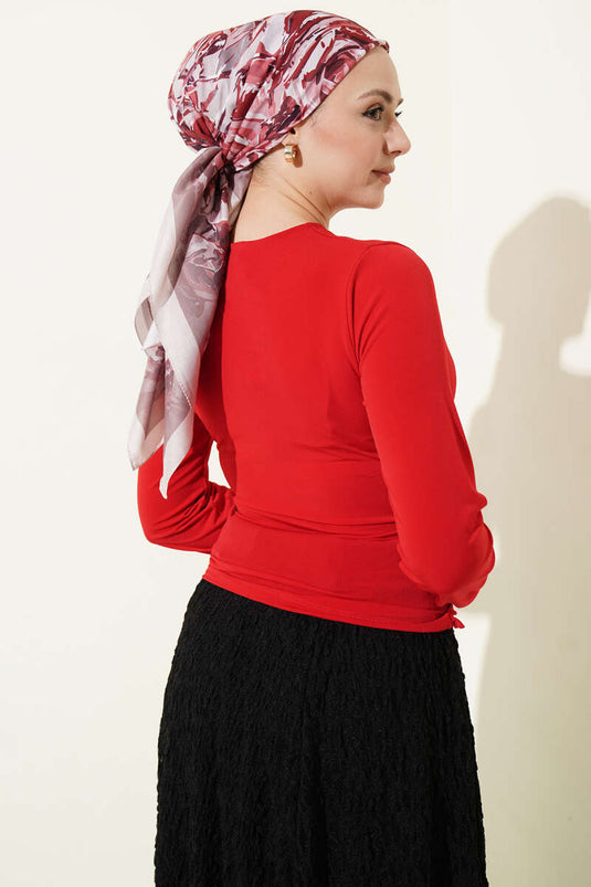 Blusa Sandy rossa con arricciatura incrociata