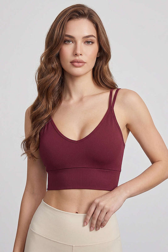 Bustier à bretelles croisées double cerise