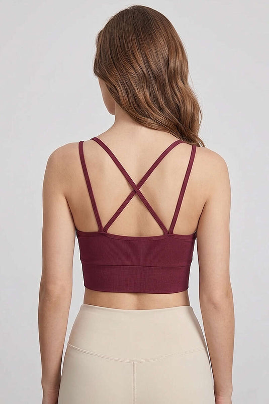 Bustier à bretelles croisées double cerise
